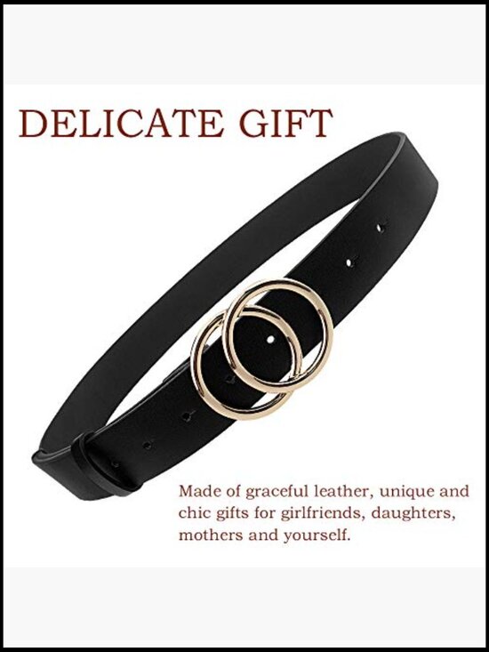 PU Leather Belt Double O Ring Soft Faux Leather Waist Belt main image 5